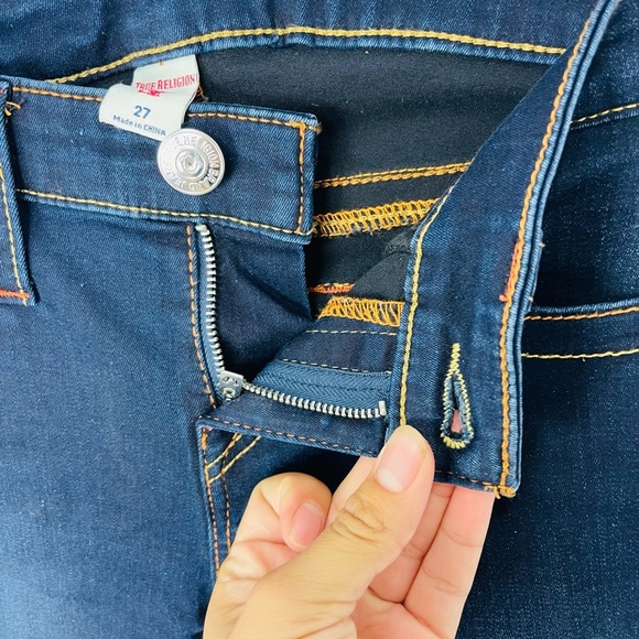 NEW TRUE Religion HALLE MID RISE SUPER SKINNY Dark Blue Denim JEAN - Picture 8 of 10